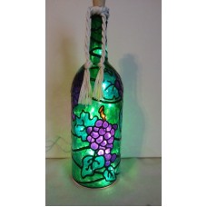 Grapes Wine Lover Wine Bottle Lamp Hand Painted Lighted Stained Glass look   322810693939